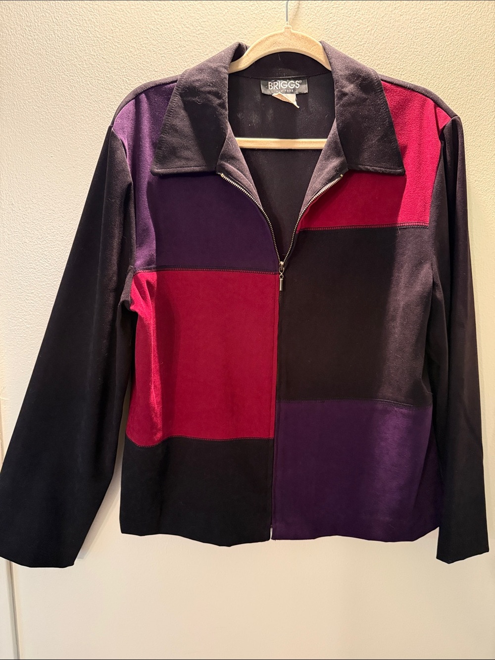 Vintage Briggs New York Black, Burgundy & Purple Block Zip Jacket